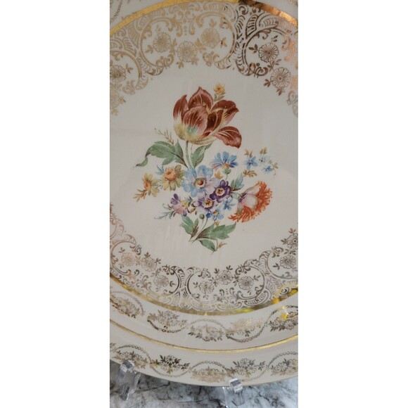 Atlas China Platter  Warranted 22 Karat Gold Filigree Floral 11" Plate Platter - Picture 2 of 6
